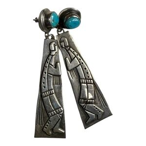 Nakai Silver and Turquoise Dangle Earrings‎